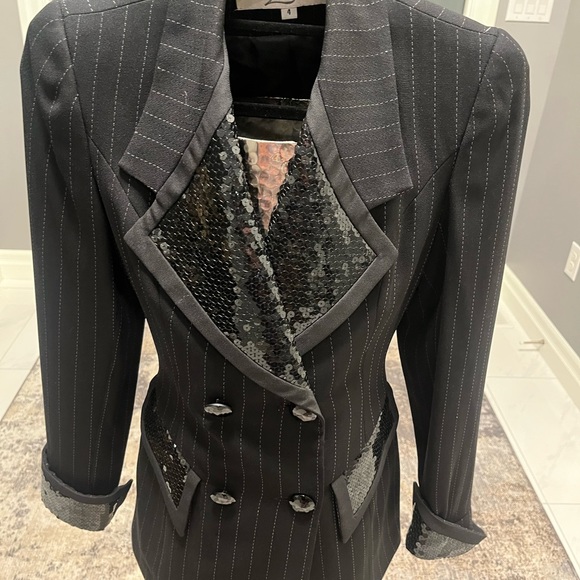 Lillie Rubin pin stripe holiday blazer size 4 1990 does 1970s vintage - Picture 9 of 16